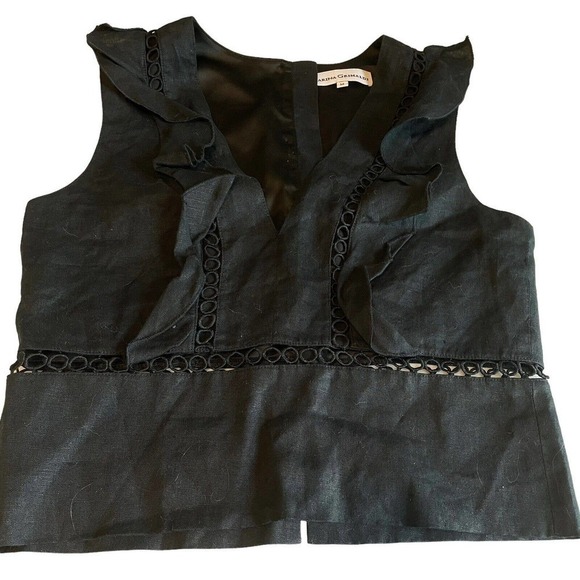 Karina Grimaldi Women's Top Black Sleeveless Size Medium 100% Linen NEW - Picture 1 of 8